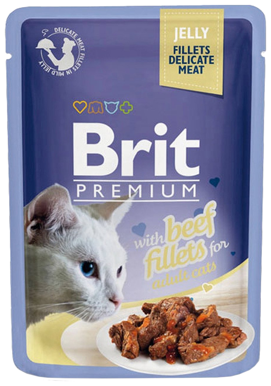 Влажный корм для кошек Brit Premium,говядина в желе, 85г