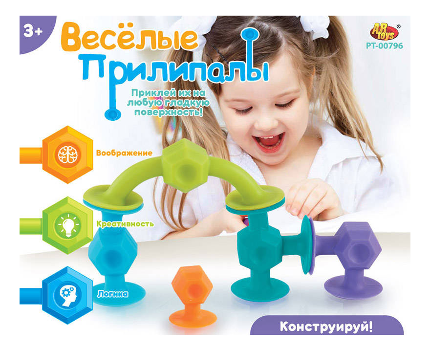 

Конструктор мягкий ABtoys Веселые прилипалы 5 деталей, Красный;фиолетовый;зеленый;оранжевый;голубой;желтый, Веселые прилипалы