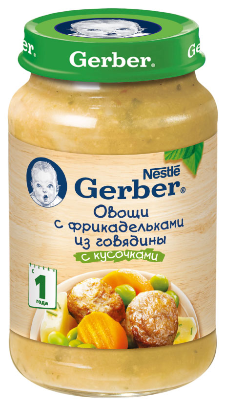 

Пюре мясное Gerber Овощи с фрикадельками из говядины с 12 мес. 190 г, Овощи с фрикадельками из говядины