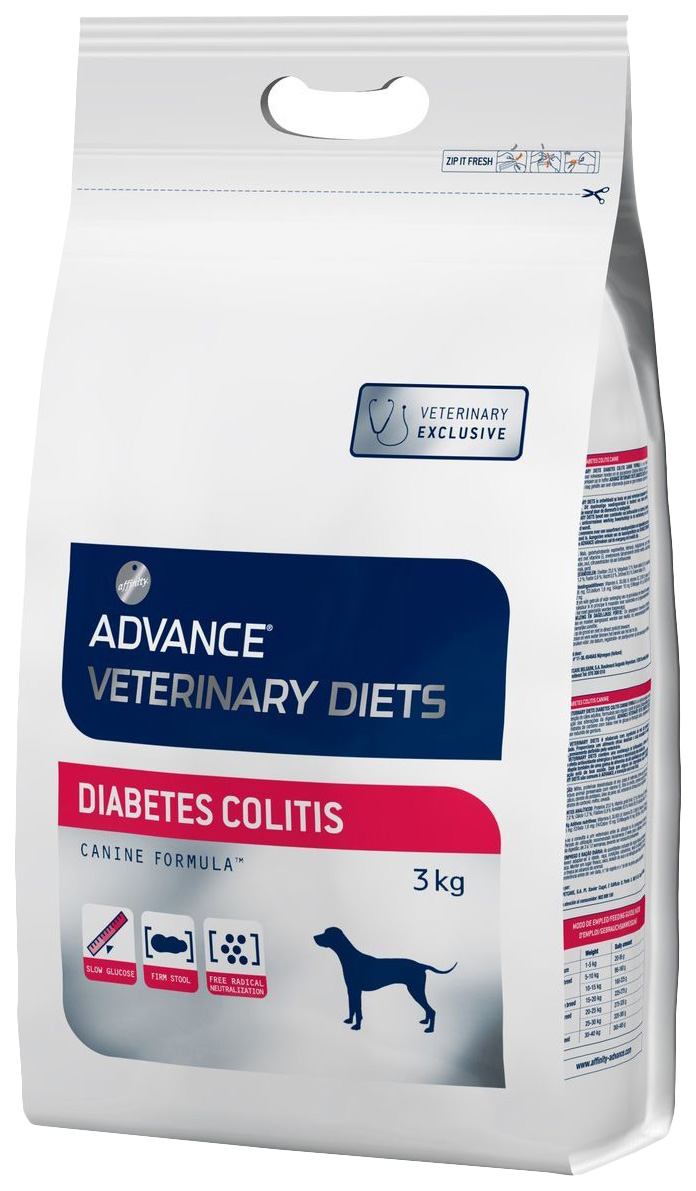 фото Сухой корм для собак advance vetirenary diets diabetes colitis, курица, 3кг