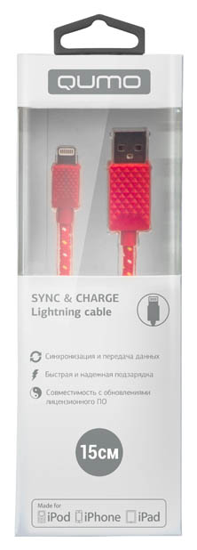 

Кабель QUMO Lightning 0,15м Pink