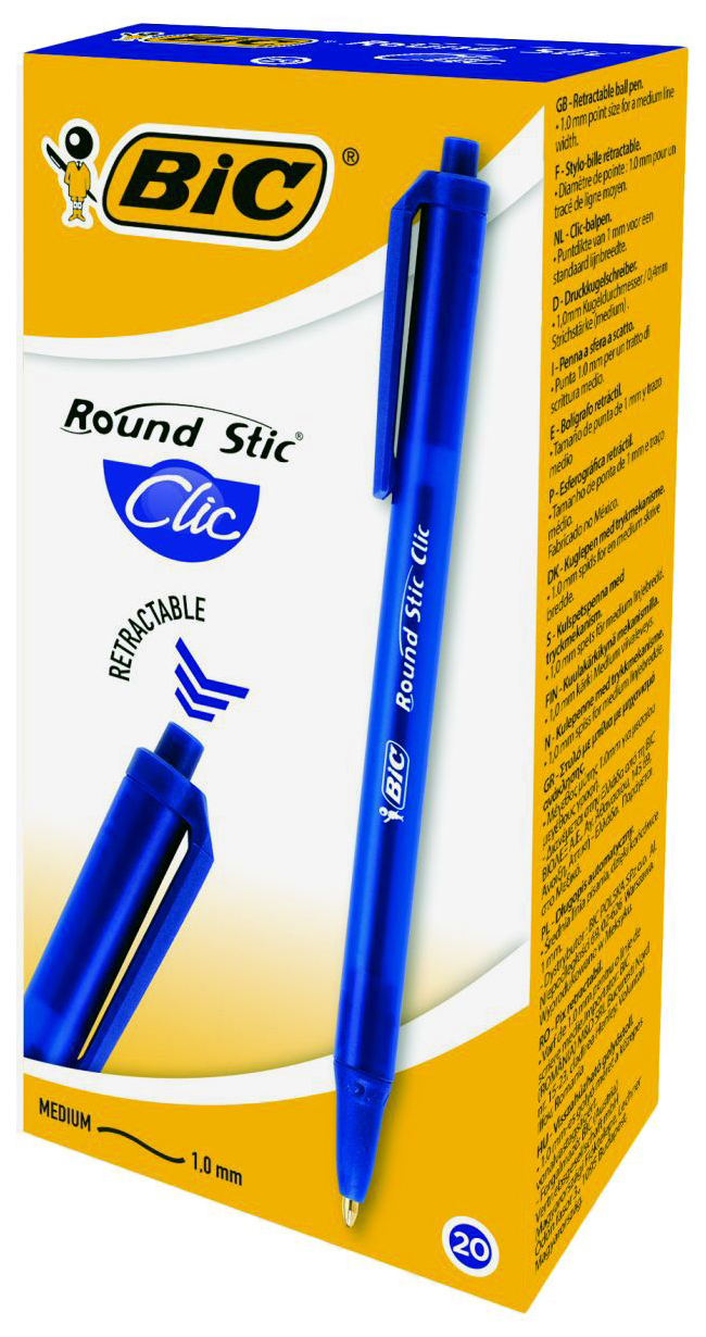 Набор ручек шариковых BIC Round Stic Clic 926376, синие, 0,1 мм, 20 шт.