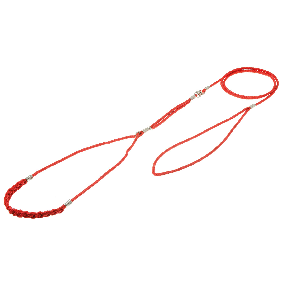 фото Ринговка для собак zooone с кольцом круглая, с плетеным расширителем, красная, 2,5x8 мм