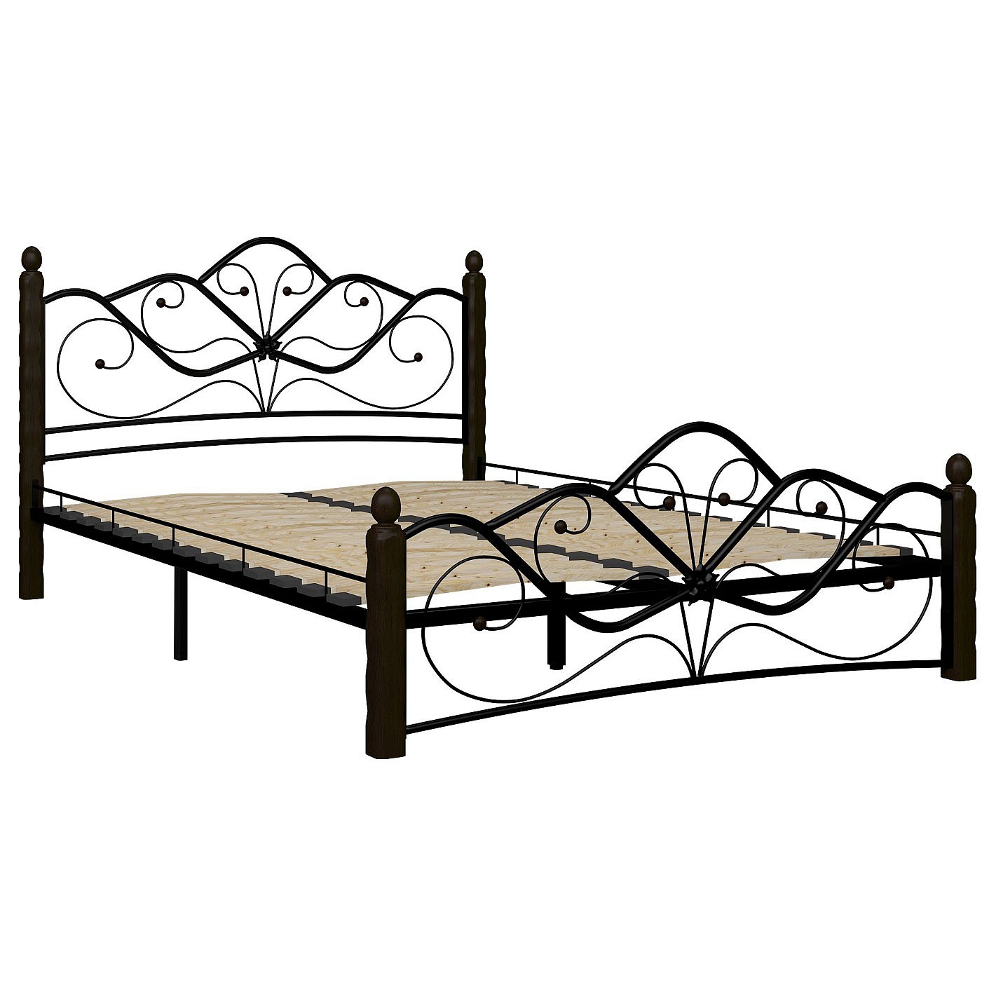 фото Кровать полутораспальная форвард венера 1 140х200 см, черный/коричневый