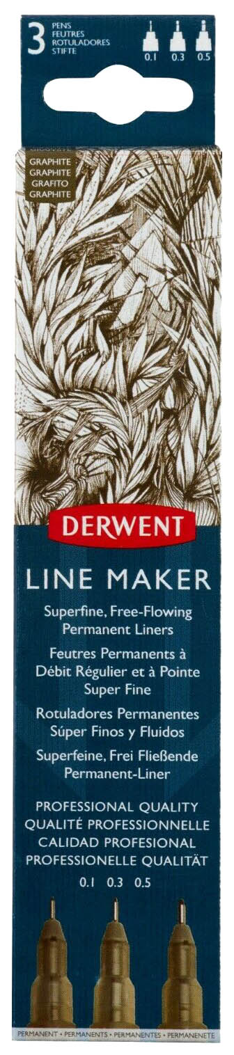 фото Набор капиллярных ручек derwent «line maker» 3 штуки графит