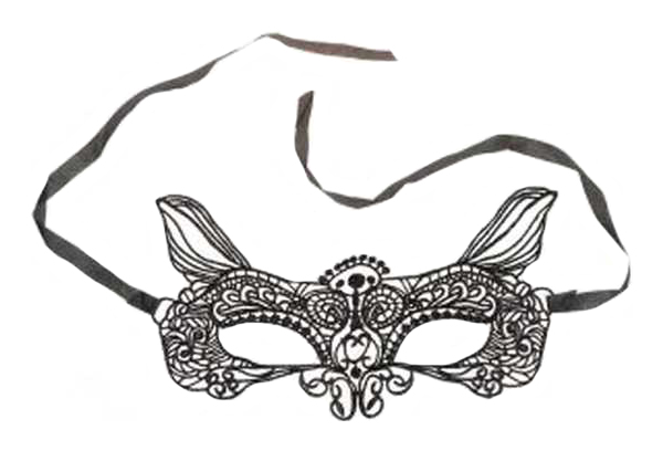 фото Аксессуар для карнавала новогодняя сказка маска кружевная с ушками, черная