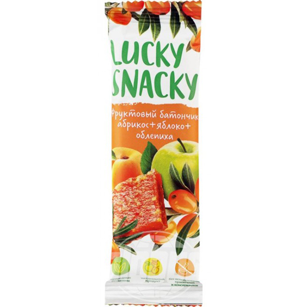 

Батончик фруктовый Lucky Snacky с абрикосом яблоком и облепихой