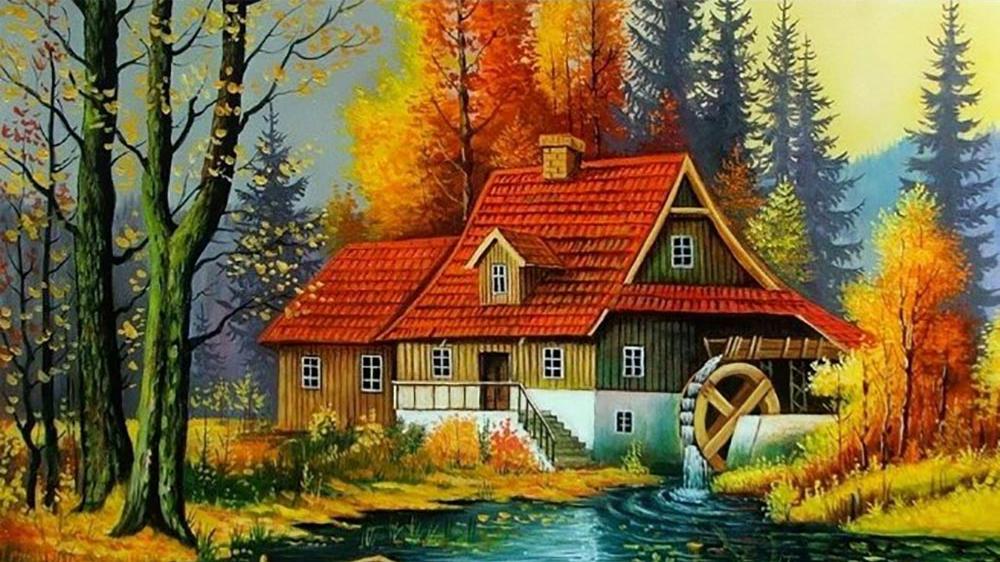 

Алмазная вышивка Яркие Грани Мельница, 50x89 см, Мельница