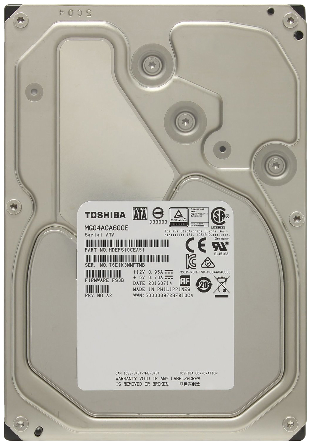 фото Внутренний жесткий диск toshiba enterprise capacity 6tb (mg04aca600e)