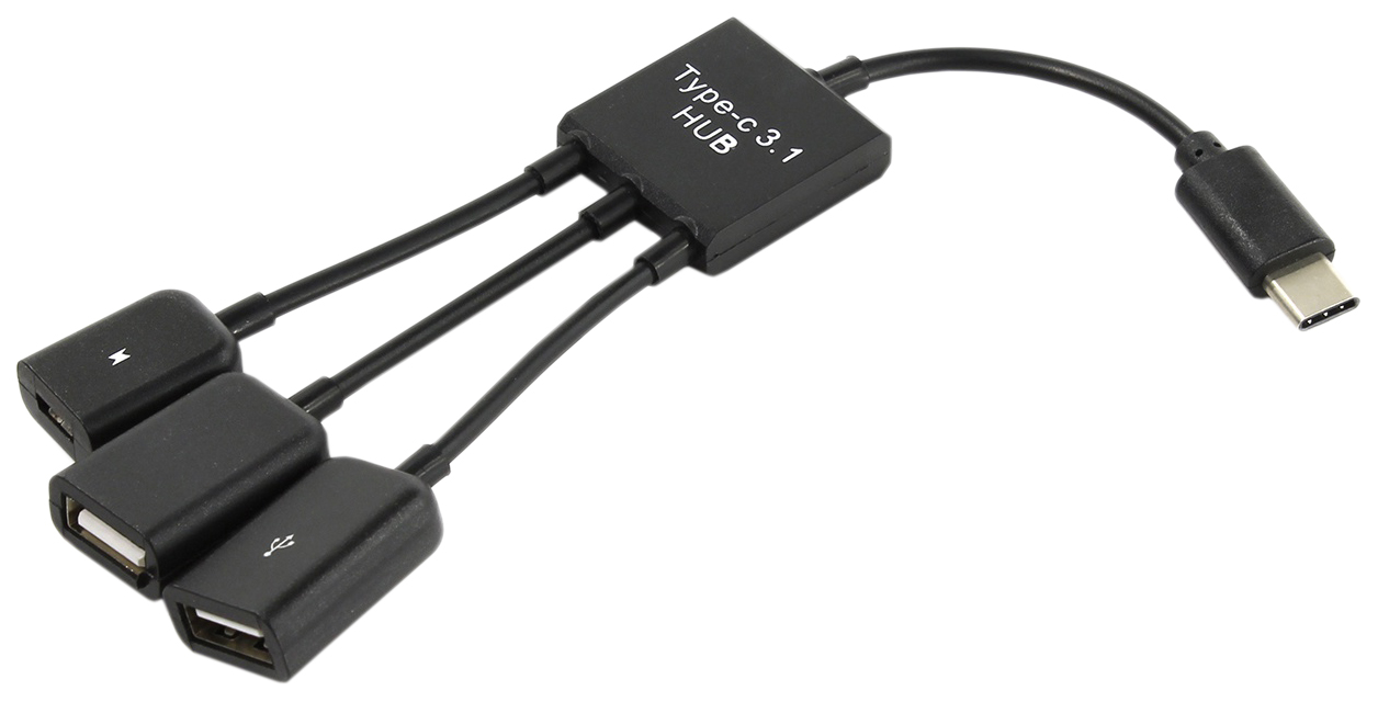 Переходник KS-IS microUSB/Type-C 0,2м Black