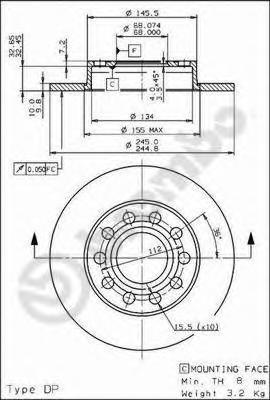 фото Тормозной диск brembo 08913611