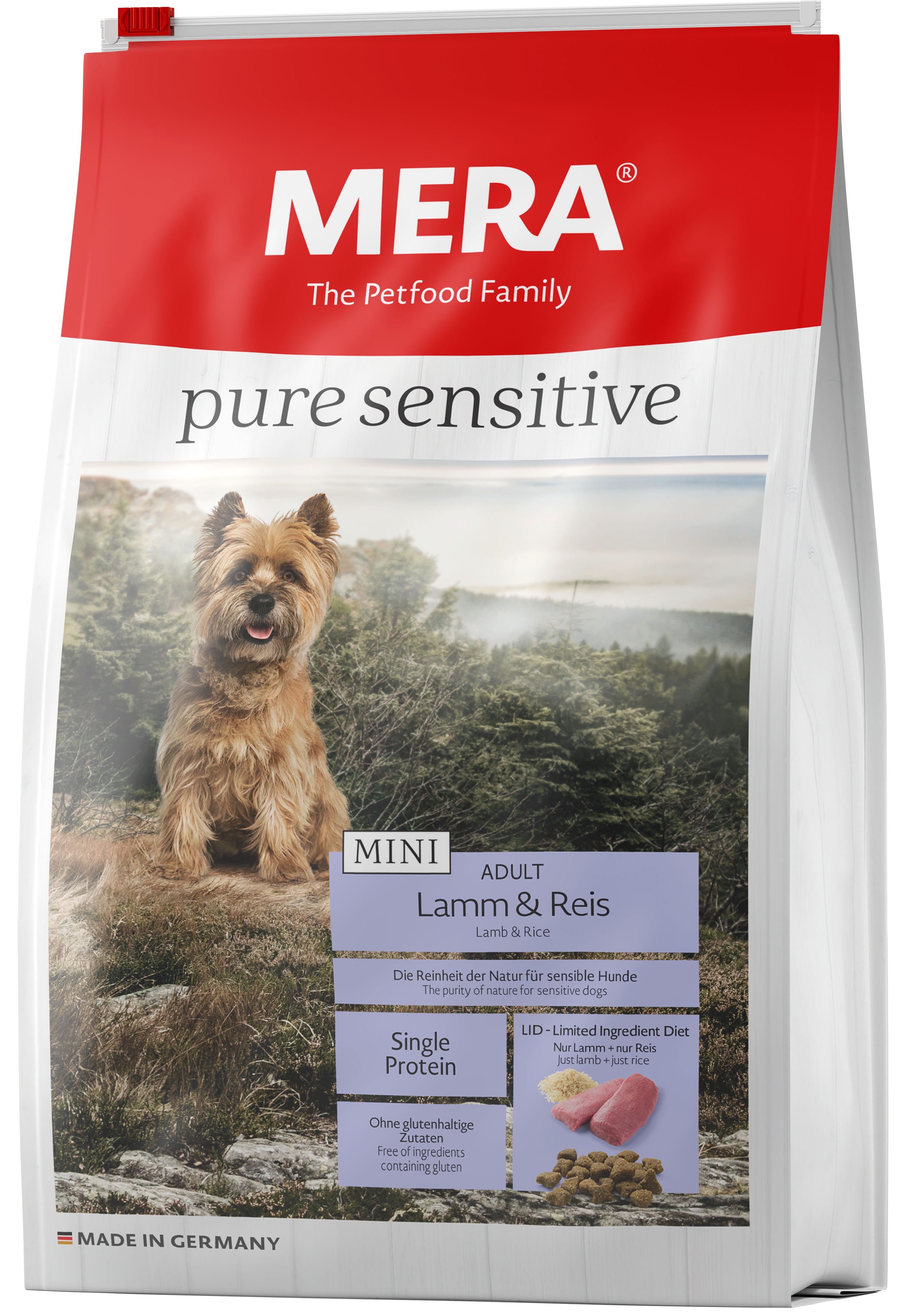 фото Сухой корм для собак mera pure sensitive mini adult, для мелких пород, ягненок и рис, 4кг