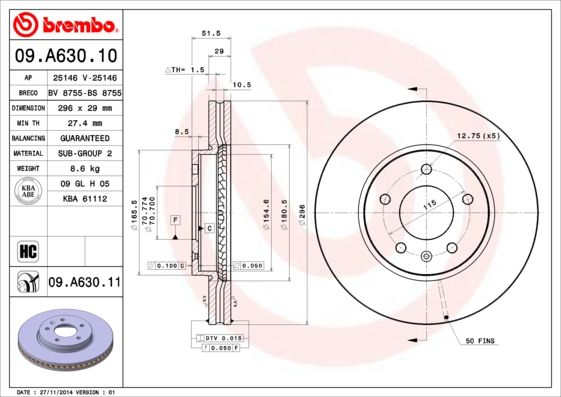 фото Тормозной диск brembo 09.a630.11