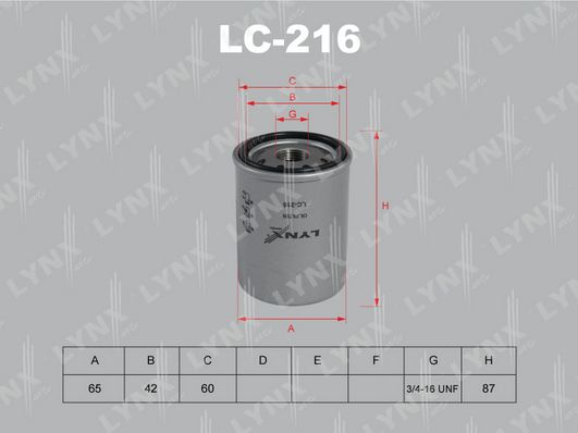 

Фильтр масляный LYNXauto LC-216