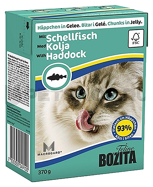 

Консервы для кошек BOZITA Feline Chunks In Jelly, с морской рыбой в желе, 370г, Feline Chunks In Jelly