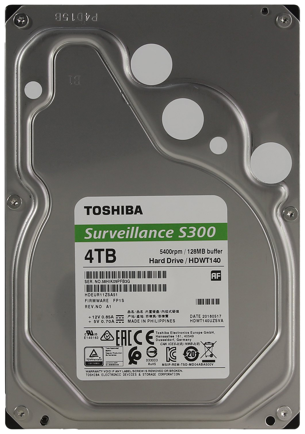 фото Внутренний жесткий диск toshiba surveillance s300 4tb (hdwt140uzsva)