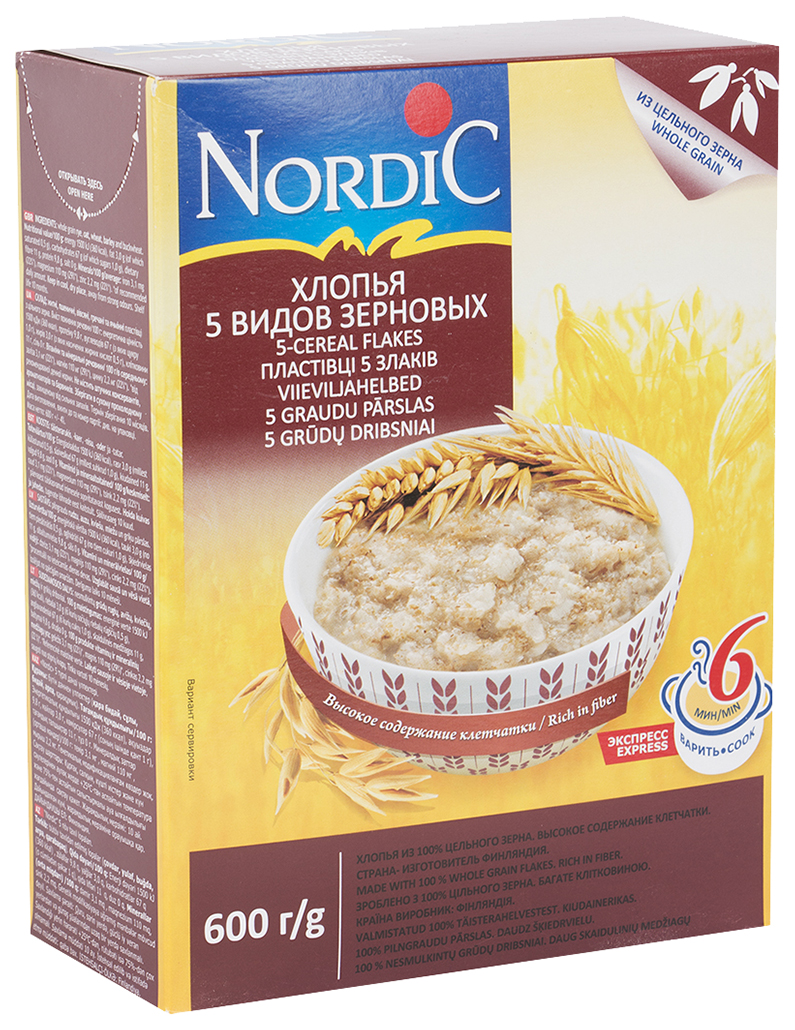 

Хлопья Nordic 5 видов зерновых 600 г