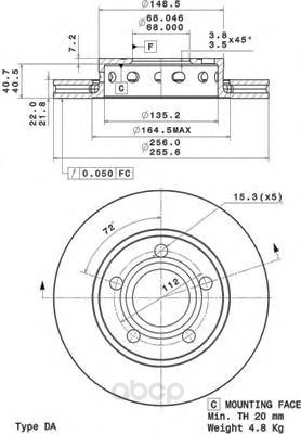 фото Тормозной диск brembo задний для 09a59711