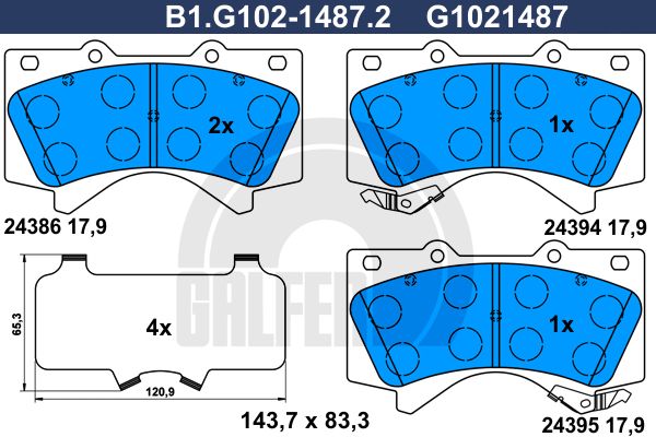 

Комплект тормозных дисковых колодок GALFER B1.G102-1487.2