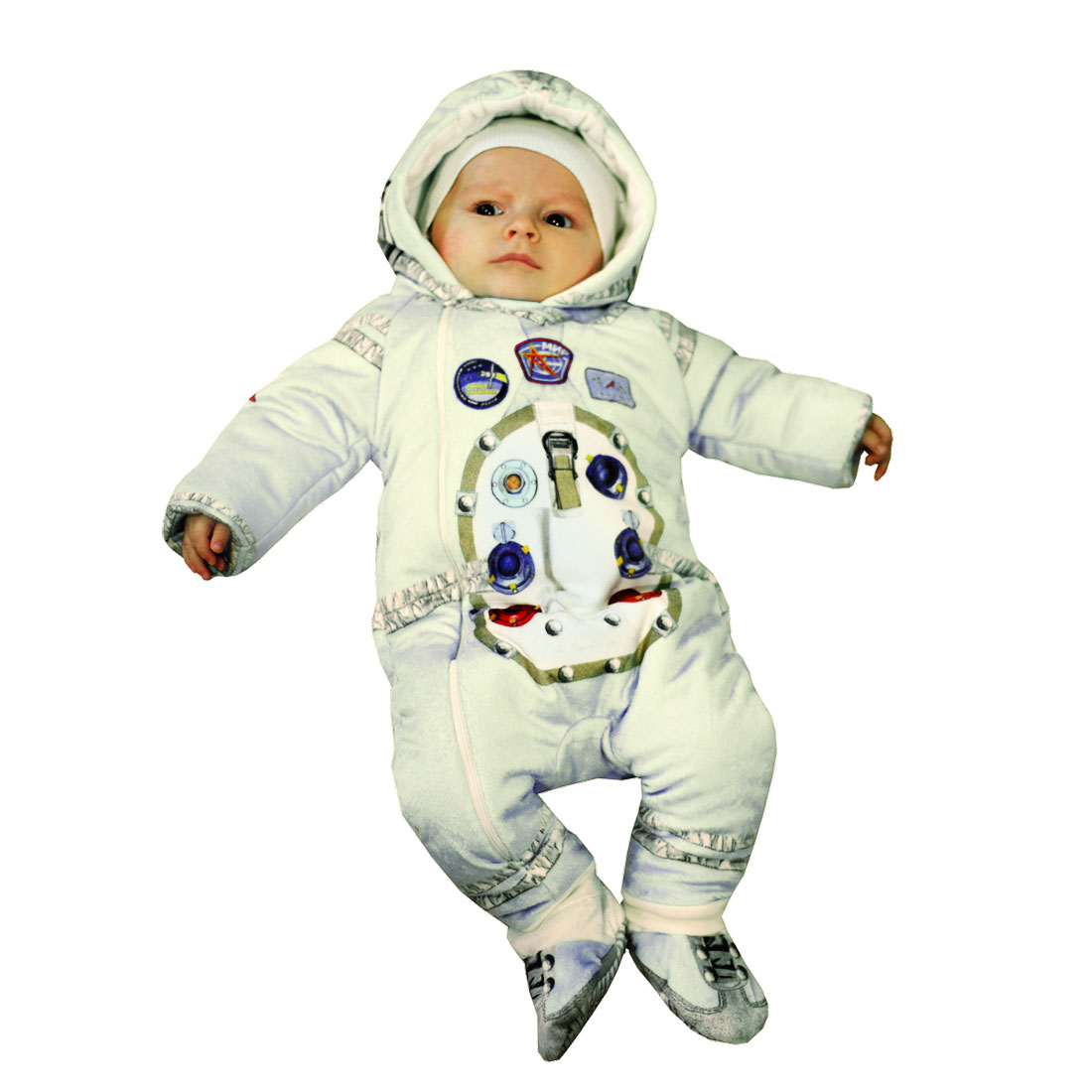 фото Комбинезон утепленный папитто с капюшоном космонавт экрю 11-521 р.22-68
