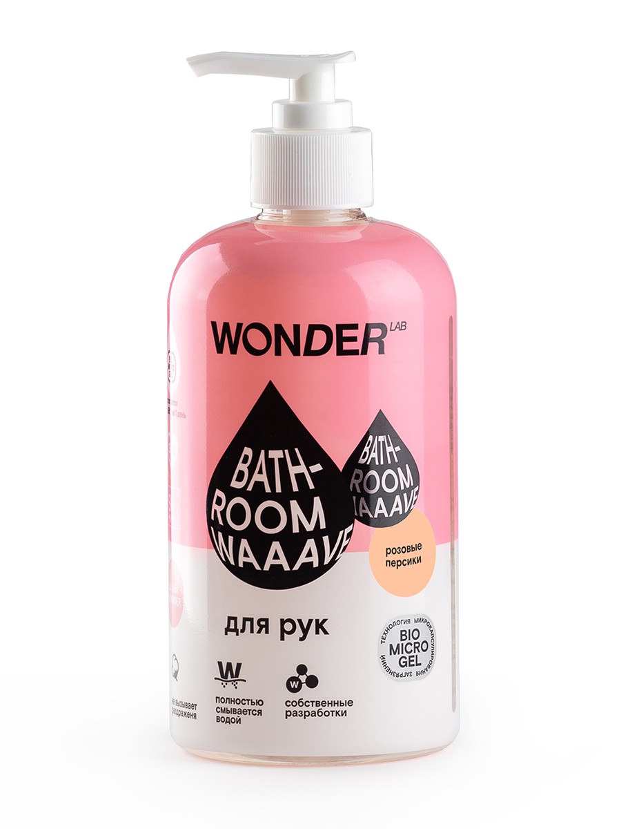 фото Гель для мытья рук wonderlab bathroom waaave розовые персики, 0.5 л wonder lab