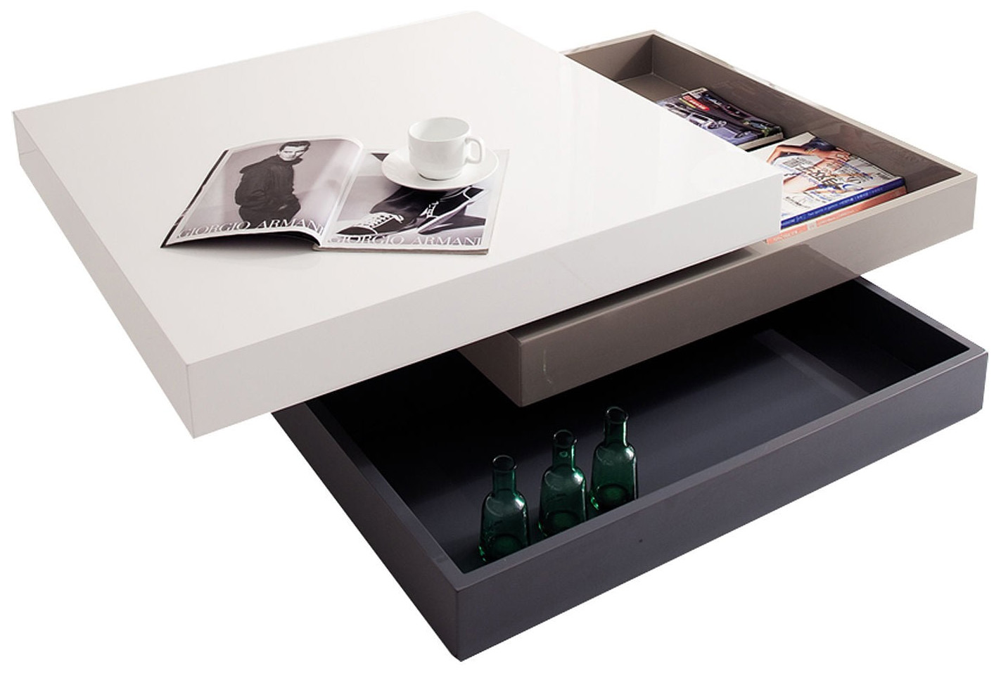 Журнальный стол ESF 32х80х80 см, серый/коричневый