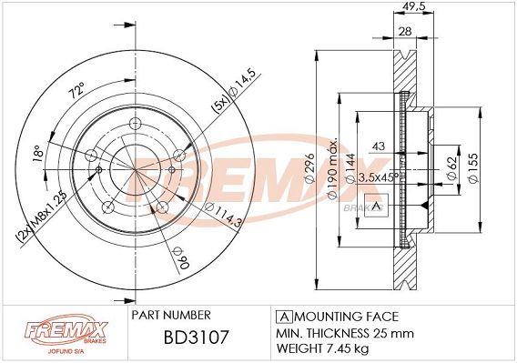 Тормозной диск FREMAX BD-3107