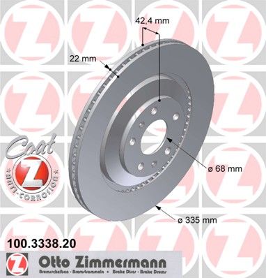 фото Тормозной диск zimmermann 100.3338.20