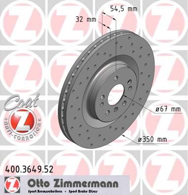 фото Тормозной диск zimmermann 400.3649.52