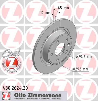 фото Тормозной диск zimmermann 430.2624.20