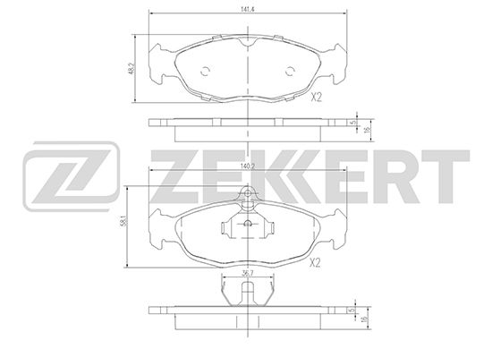 фото Комплект тормозных колодок, дисковый тормоз zekkert bs-2346