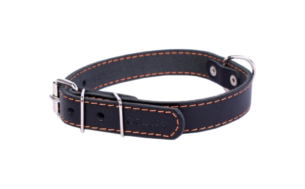фото Ошейник для собак collar, кожаный, одинарный, черный, 38-50 см x 25 мм