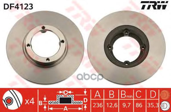 фото Тормозной диск trw/lucas для df4123