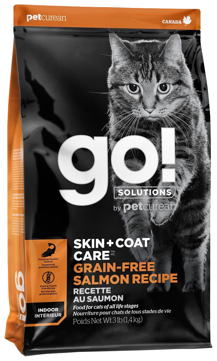 Сухой корм для кошек и котят GO! Skin + Coat, лосось, 1,36кг