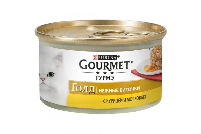 

Консервы для кошек Gourmet Gold, курица, морковь, 12шт, 85г, Gold