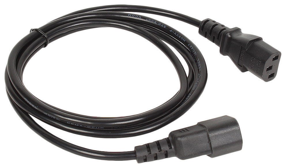 фото Кабель vcom iec 320 c13-iec 320 c14, m-f 1,8м black (ce001-cu0.5-1.8m)