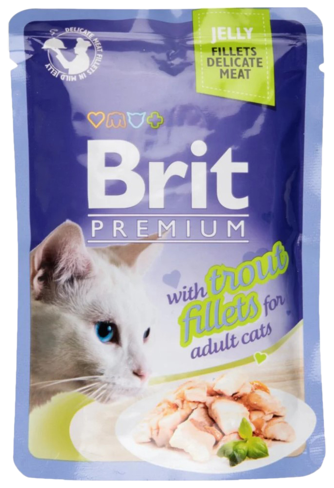 фото Влажный корм для кошек brit premium, в желе, форель, 85г