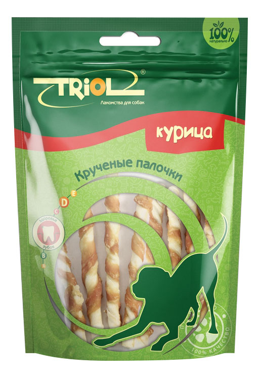 фото Лакомство для собак triol, крученые палочки с курицей, 70г