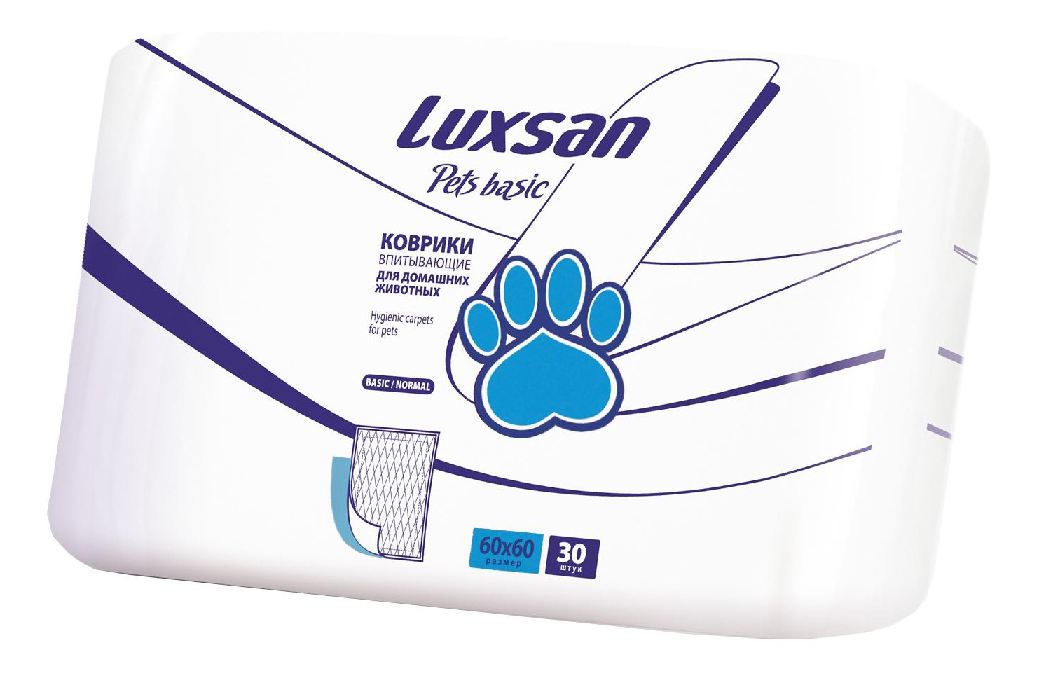 Пеленки для кошек и собак одноразовые LUXSAN Basic 60 x 60 см, 30 шт