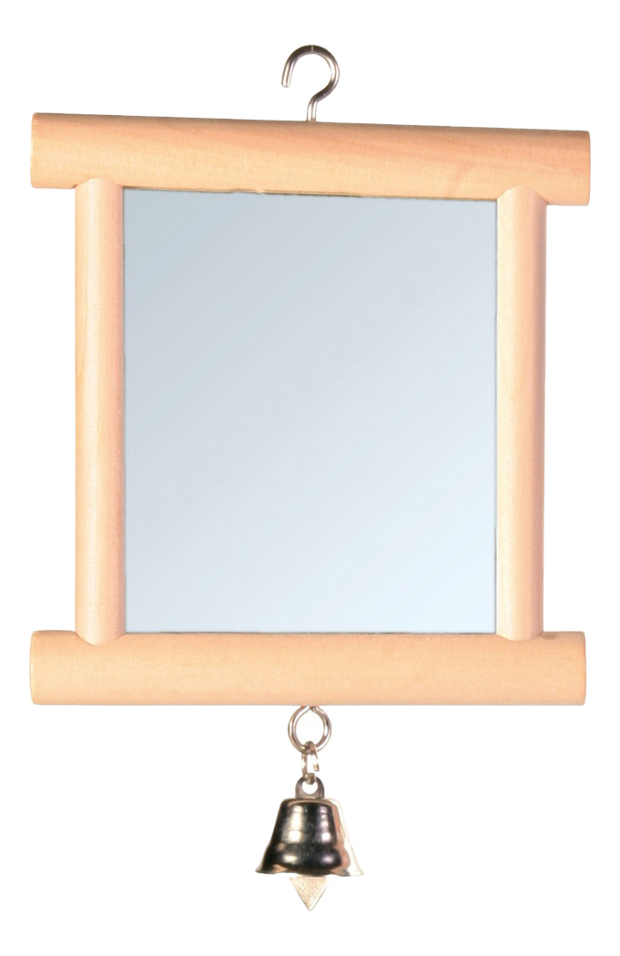 фото Зеркальце для птиц trixie, с колокольчиком, дерево, металл, 9x10см