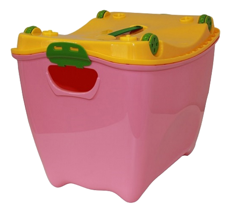 Ящик для хранения игрушек Idea Супер-Пупер на колесах розовый