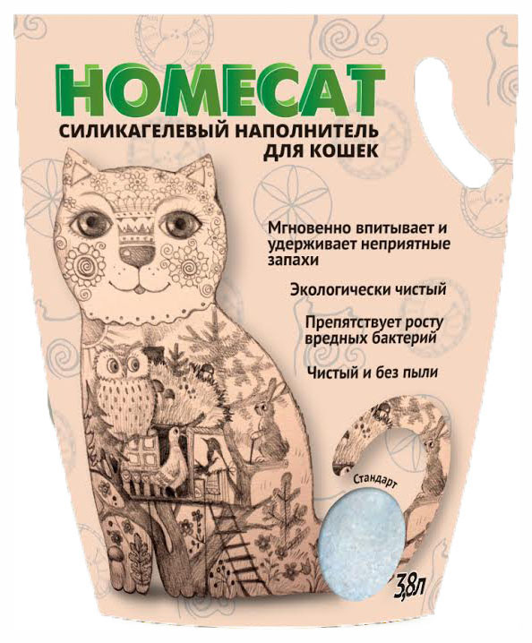 фото Впитывающий наполнитель для кошек homecat силикагелевый, 1.8 кг, 3.6 л