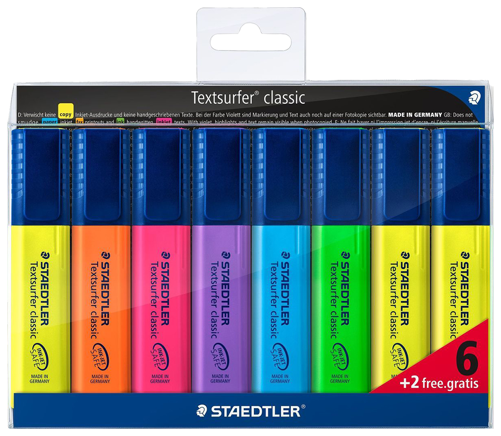 Текстовыделитель Сlassic 364, 1-5мм,8 шт,: (6+2 беспл,), Набор, Staedtler