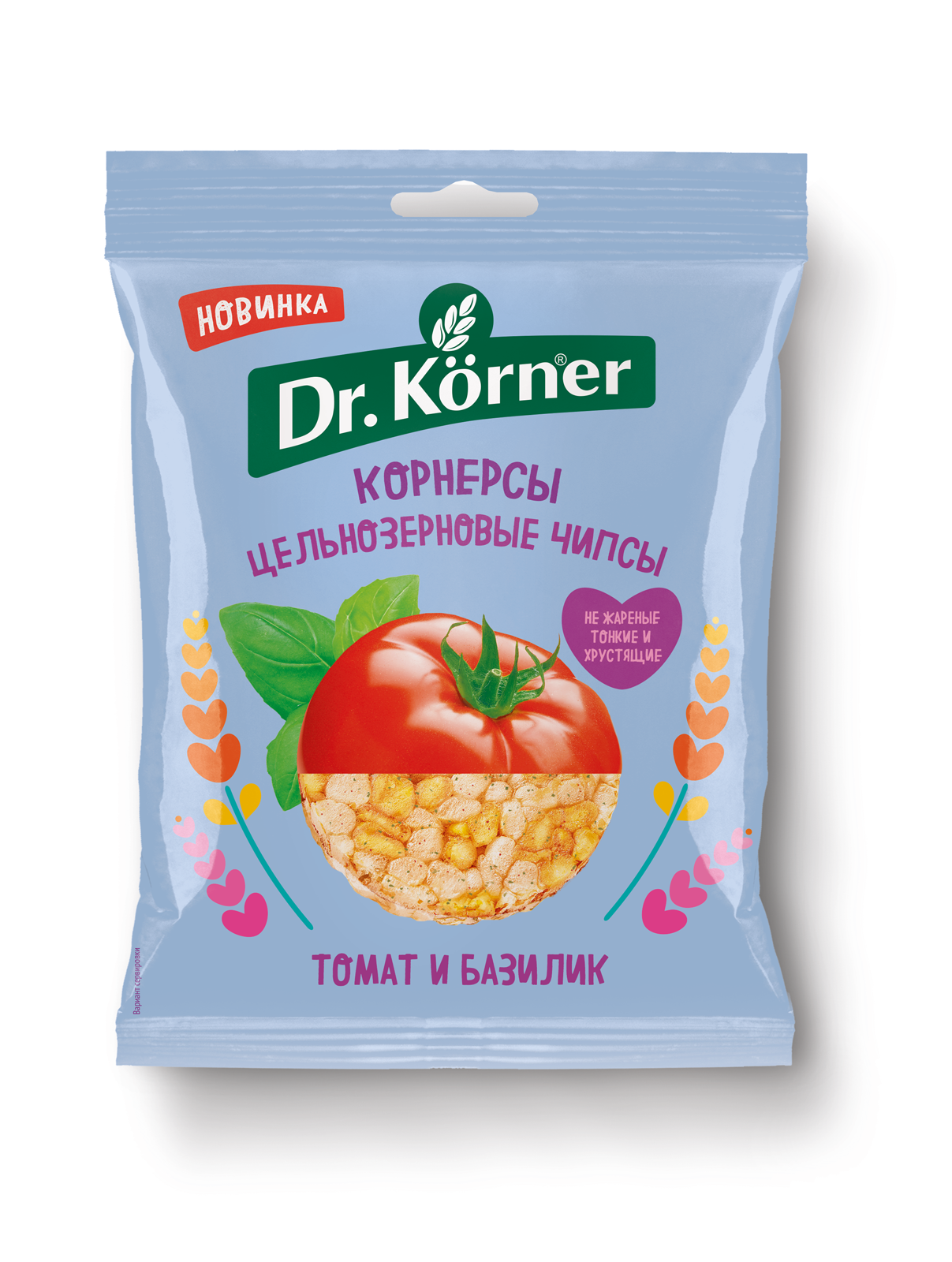 фото Чипсы dr.korner цельнозерновые кукурузно-рисовые с томатом и базиликом 50 г