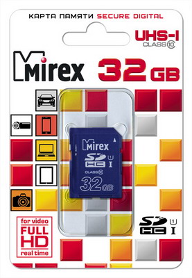 

Карта памяти SDHC MIREX 32GB, SDHC MIREX UHS-I