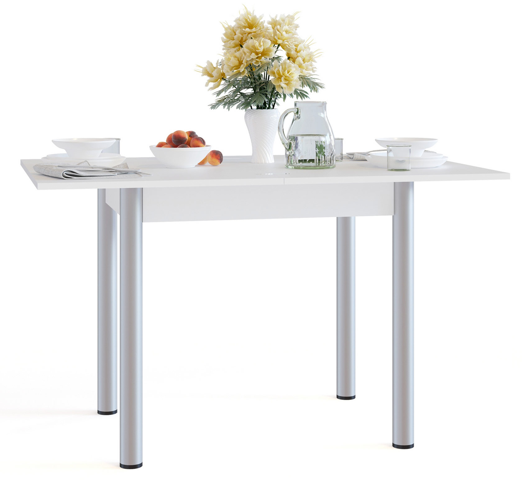 Кухонный стол Сокол СО-1м белый, разложенный 120х80х76 см