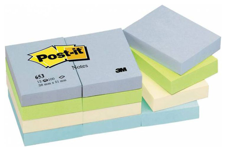 

Бумага для заметок с липким слоем "Post-it. Холодная пастельная радуга", 38x51 мм, 12 блок