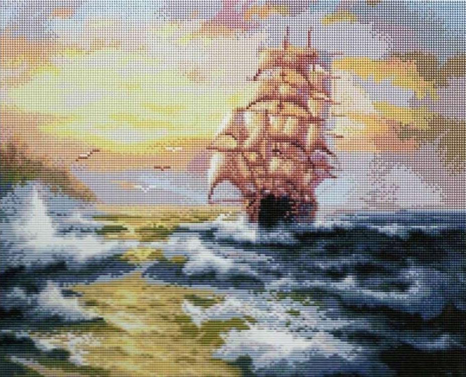 

Алмазная вышивка Painting Diamond Неспокойное море, 40x50 см, Неспокойное море