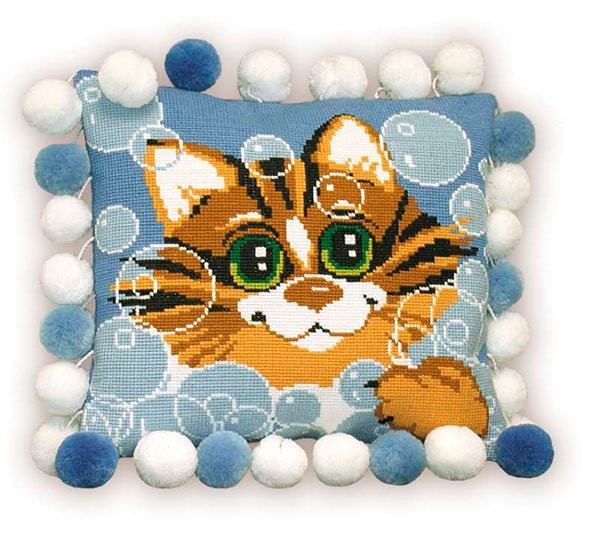 фото Набор для вышивания арт.сс-0386 подушка "кот" 30x30 см риолис