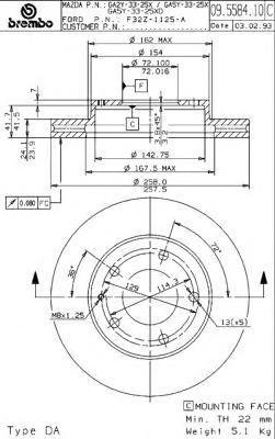 Тормозной диск brembo 09558414